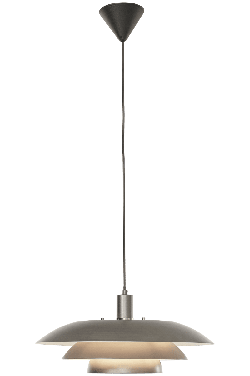 Epsilon 1 Ø45 Étain suspension De Aneta Lighting - Des d&eacute;tails interchangeables en chrome et en laiton mat sont inclus pour que vous puissiez choisir.