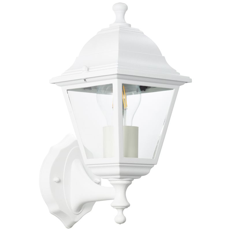 Nissie Blanc lampe d’extérieur De Brilliant - Son design décoratif permet à la lumière de se fondre naturellement dans la façade de la maison.