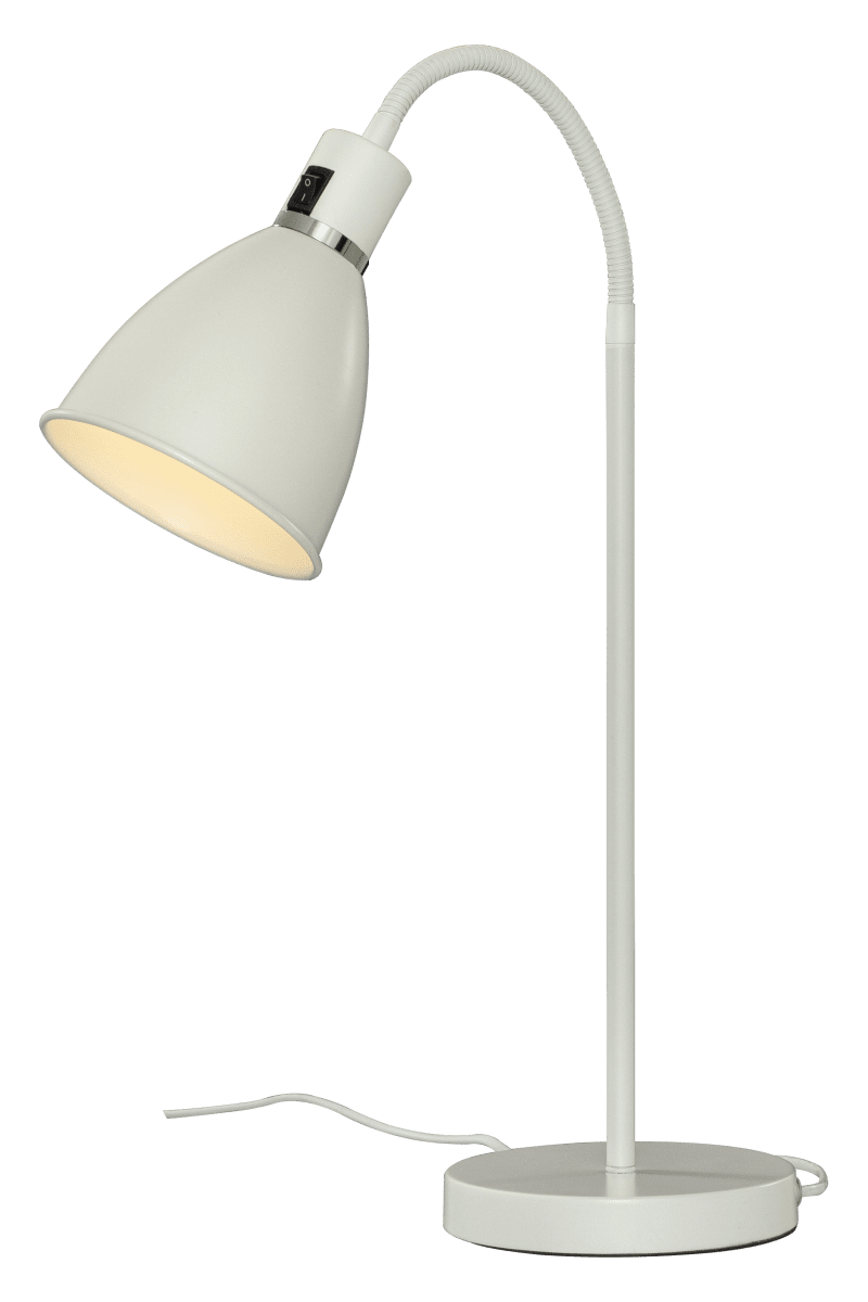 Idre 52cm Blanc lampe de bureau De Aneta Lighting - La lampe de table Idre a un design classique en métal laqué blanc avec un anneau décoratif de couleur chrome.