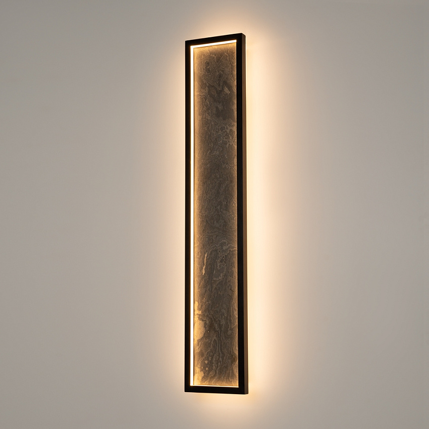 Orign 80cm Noir applique murale De Maytoni - Orign est une applique murale en m&eacute;tal avec une &eacute;l&eacute;gante imitation de pierre au centre, cr&eacute;ant une impression naturelle et exclusive.