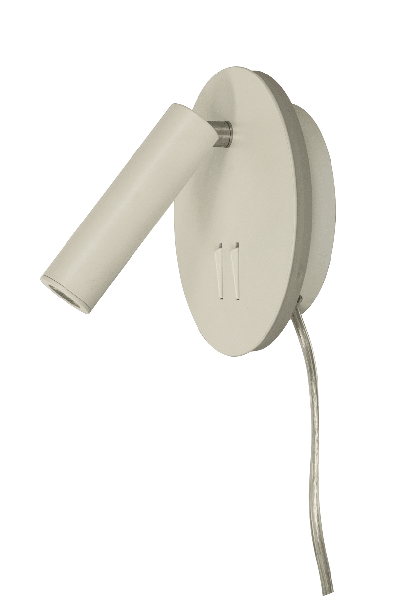 Ace Blanc lampe de lecture De Aneta Lighting - La lampe dispose d'une lampe de lecture avec une tête réglable ainsi que d'un éclairage indirect qui illumine le mur autour de la lampe.