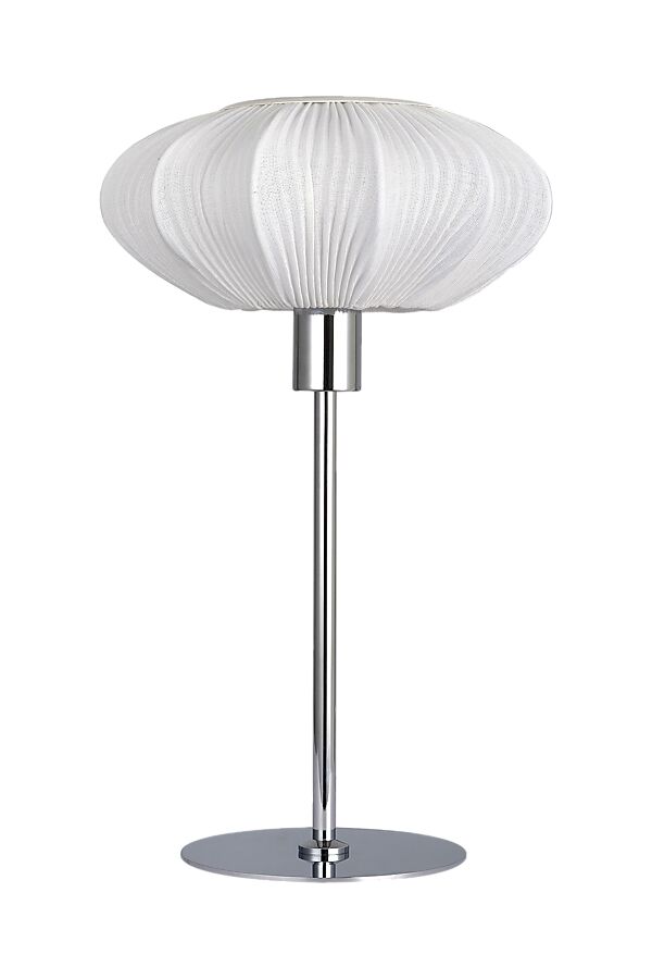 Mamsell 37cm Chrome lampe de table De Aneta Lighting - La lampe de table Mamsell est recouverte d'un tissu extensible finement plissé, qui fournit une lumière agréable et légèrement tamisée.