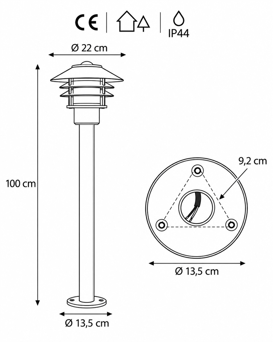 Ystad 100cm Noir bornes De Nordic Lighting - Le luminaire Ystad est une borne lumineuse classique en aluminium noir avec des &eacute;l&eacute;ments en verre transparent.