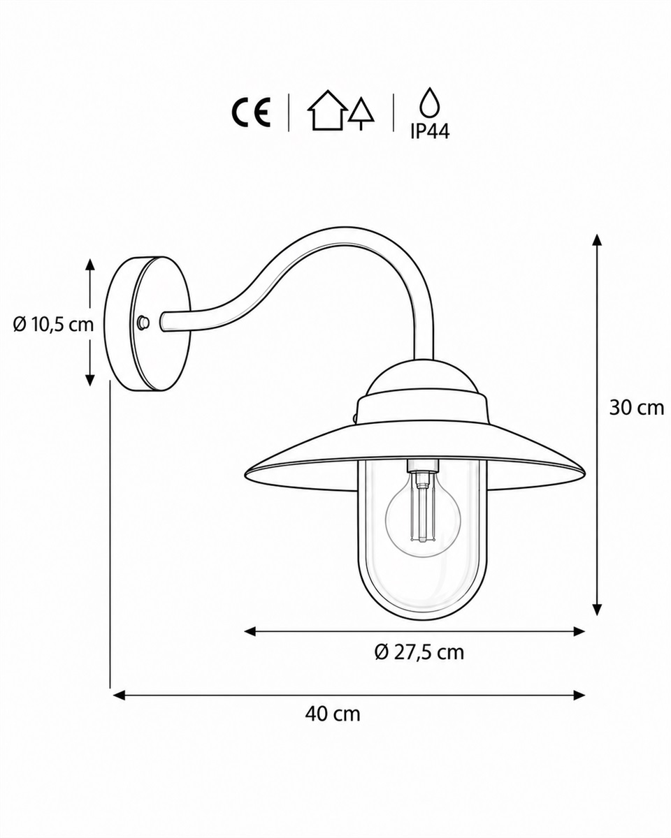 Ystad Blanc lampe d’extérieur De Lampan - Ystad &auml;r en klassisk stallykta i vit f&auml;rg och klart glas.