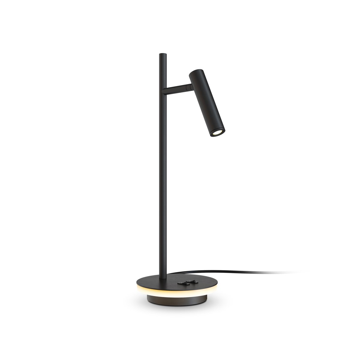 Estudo 45cm Noir lampe de bureau De Maytoni - La forme minimaliste et la base élégante avec bord lumineux intégré font d'Estudo un ajout polyvalent et élégant à la maison et au bureau.