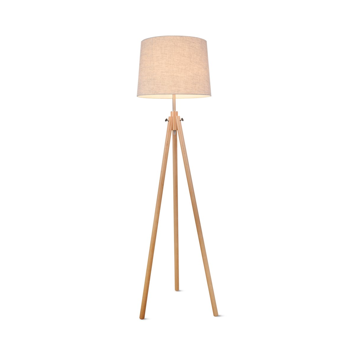 Calvin Bois lampadaire De Maytoni - Avec son support en bois clair et son abat-jour en textile doux, la lampe émet une lumière chaleureuse et accueillante qui crée une atmosphère chaleureuse.