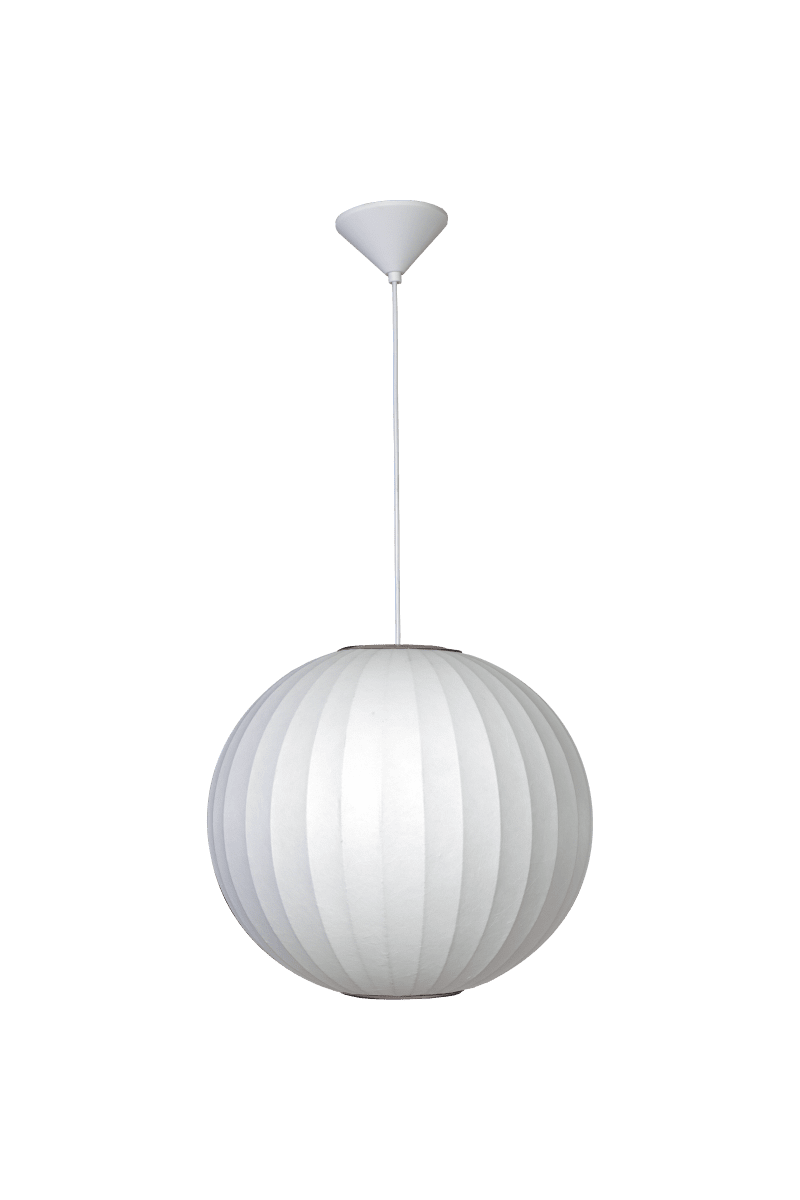 Kanoa Ø40 Blanc suspension De Aneta Lighting - Une fois allum&eacute;e, la lampe diffuse une lumi&egrave;re agr&eacute;able qui filtre &agrave; travers le tissu, contribuant &agrave; une atmosph&egrave;re chaleureuse et accueillante.