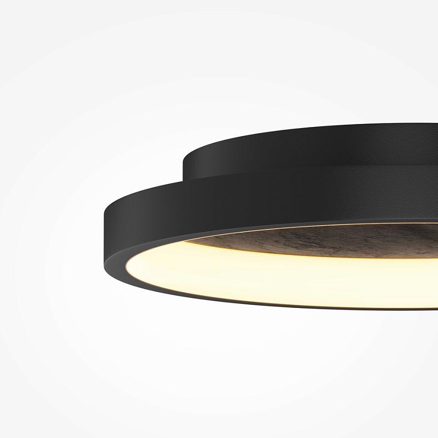 Orign Ø60 Noir plafonnier De Maytoni - Orign est un plafonnier en m&eacute;tal avec une &eacute;l&eacute;gante imitation de pierre au centre, cr&eacute;ant une impression naturelle et exclusive.